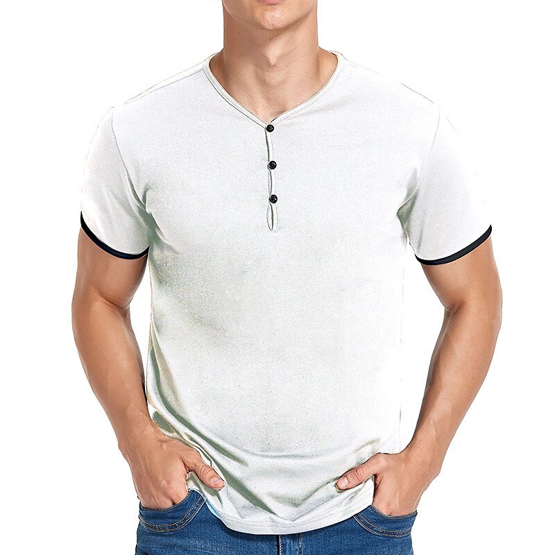 Men's Henley Shirt T shirt Solid Color
