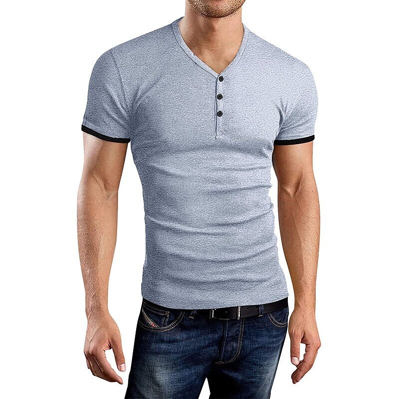Men's Henley Shirt T shirt Solid Color