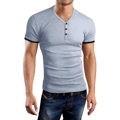 Men's Henley Shirt T shirt Solid Color