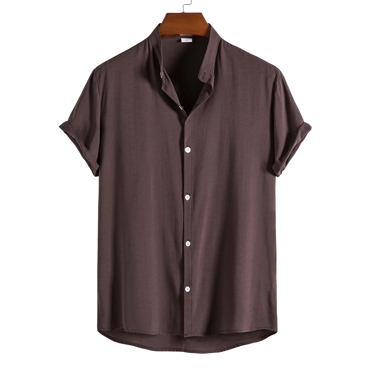 Men's Shirt non-printing Plain Solid Colored Solid Color Stand Collar