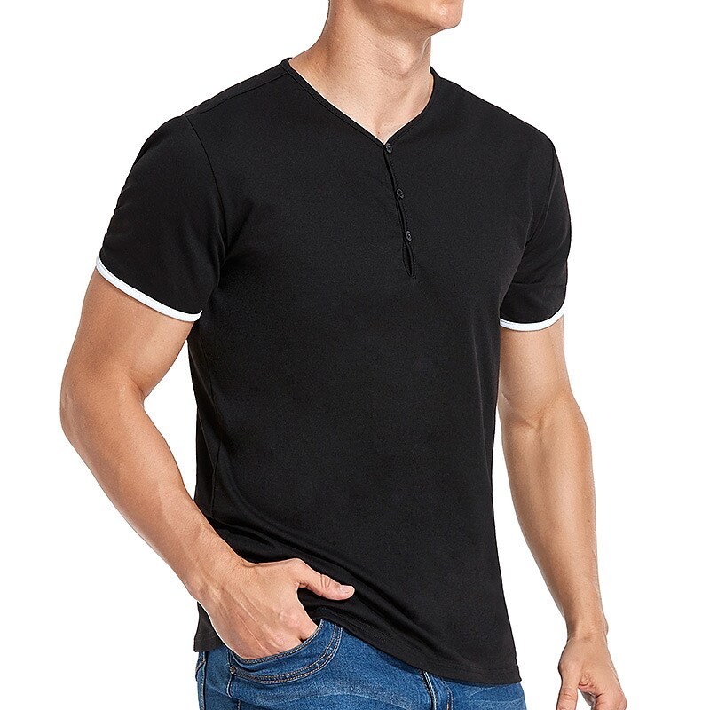 Men's Henley Shirt T shirt Solid Color
