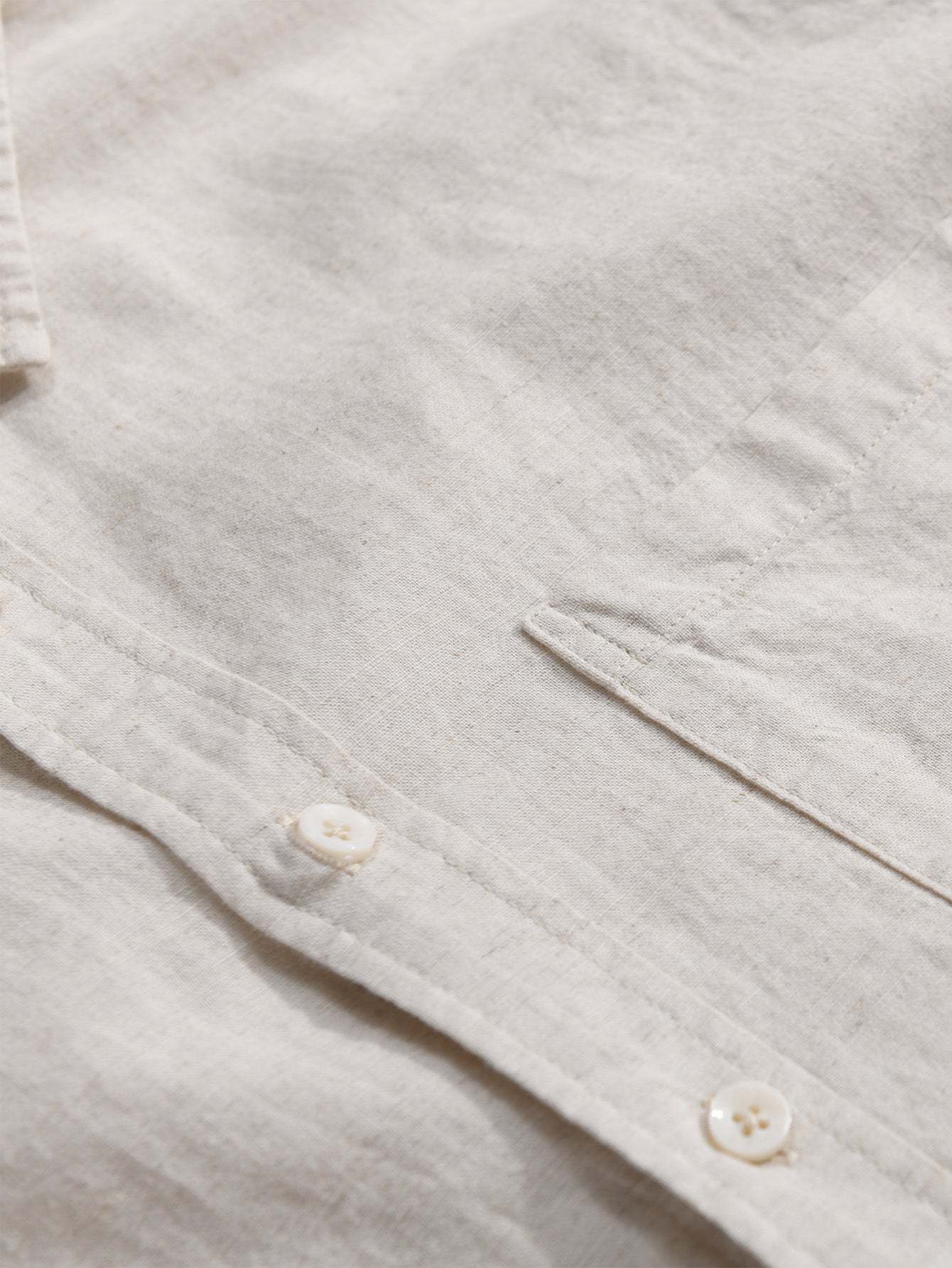 Long Sleeve Linen Cotton Shirt With Pocket