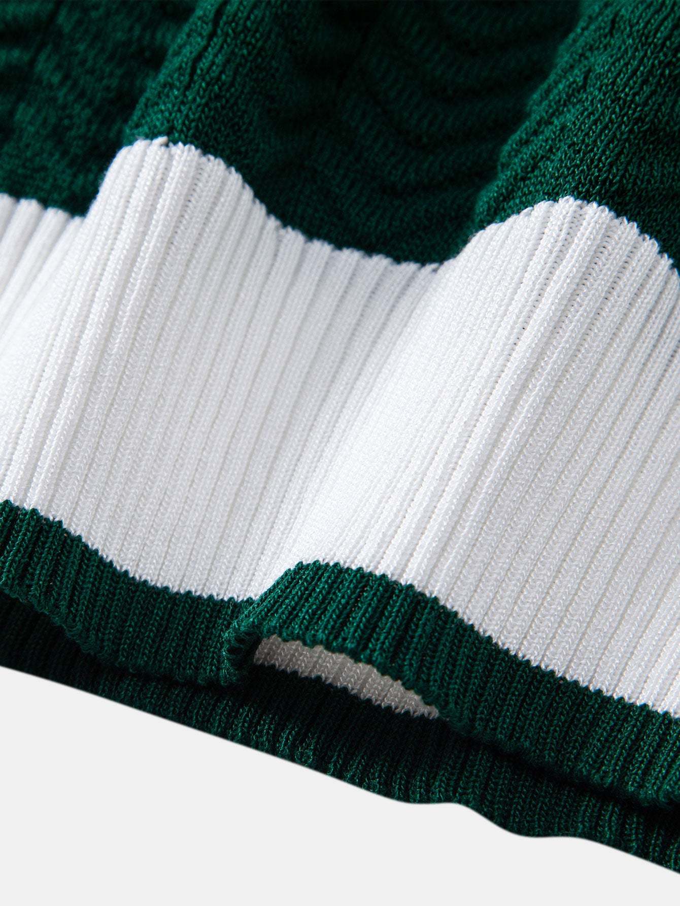 Texture Contrast Knitted V Neck Polo Shirt & Slim Fit Tapered Trousers