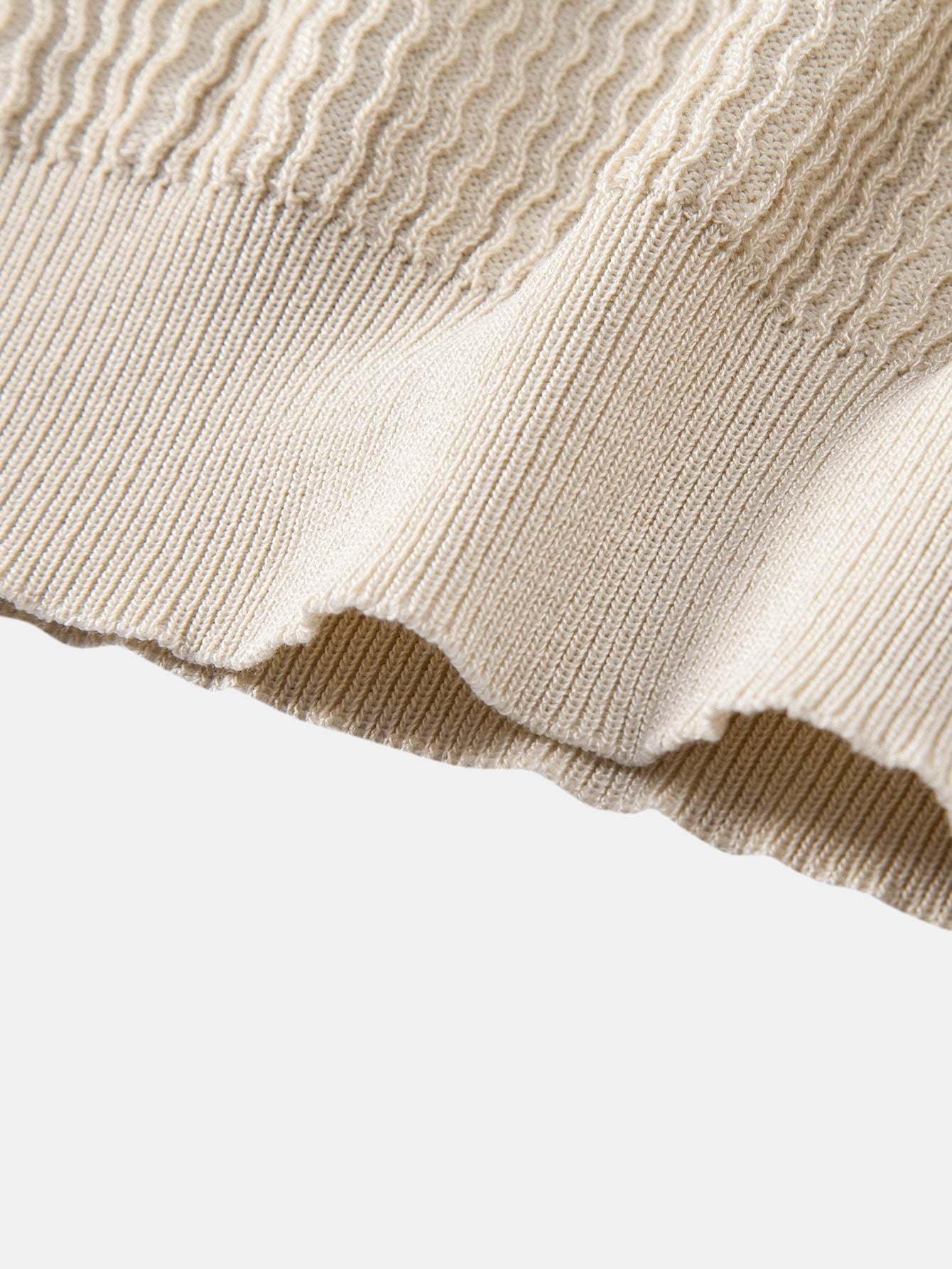 Wave Jacquard Knit V Neck Polo Shirt & Slim Fit Tapered Trousers