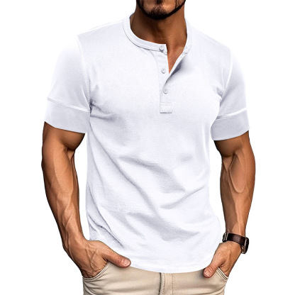 Men's Muscle Fit Colorblock Henley T-Shirt