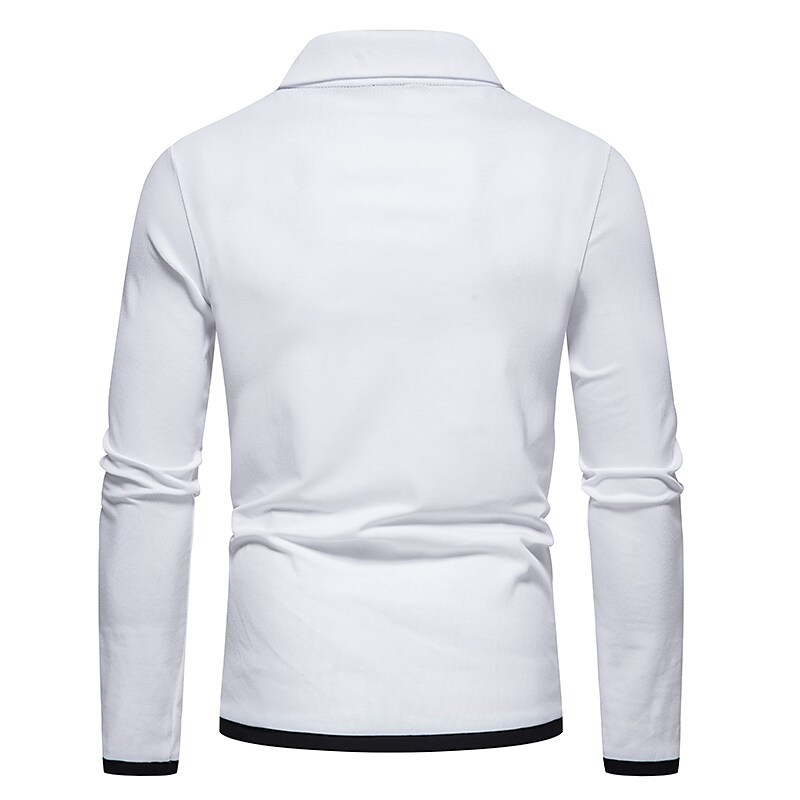 Men's Golf Shirt non-printing Color Block Button Down Collar