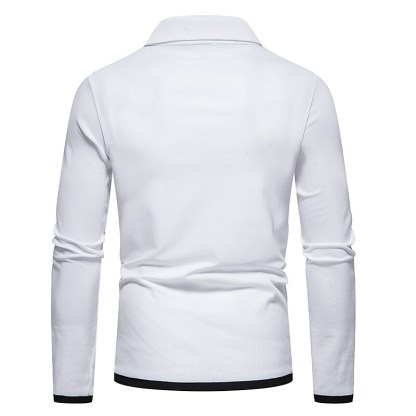 Men's Golf Shirt non-printing Color Block Button Down Collar