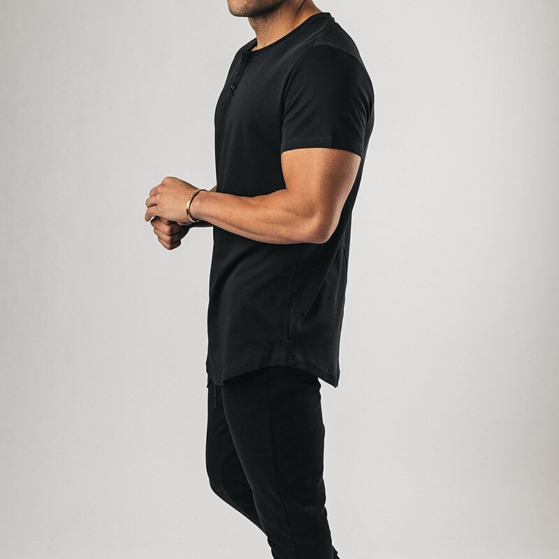 Men's Henley Shirt T shirt Solid Color