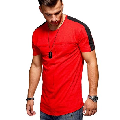 Men's T shirt Color Block Crew Neck