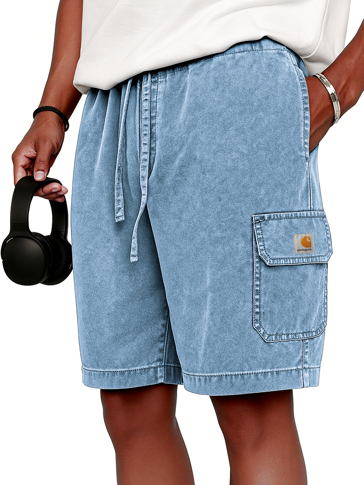 Carhartt  Men's Stylish Vintage Dyed Cargo Lace Up Practical Pockets Casual  Shorts