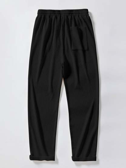 Muscle Fit Ribbed Stand Collar Shirt & Straight Leg Ribbed Pants