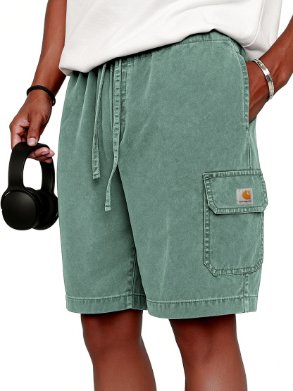 Carhartt  Men's Stylish Vintage Dyed Cargo Lace Up Practical Pockets Casual  Shorts