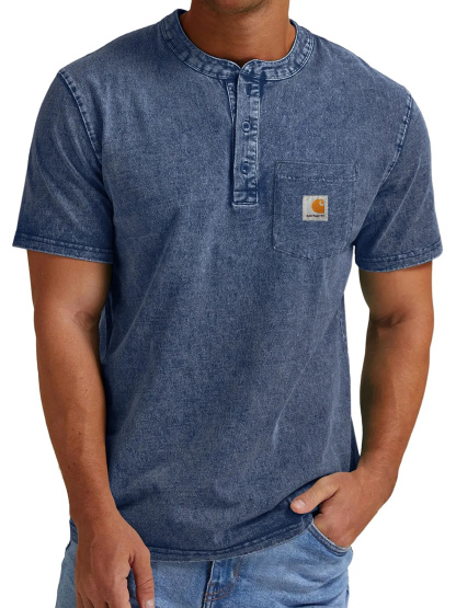 Carhartt Men's Vintage Casual Button Pocket Short Sleeve Henley Shirt