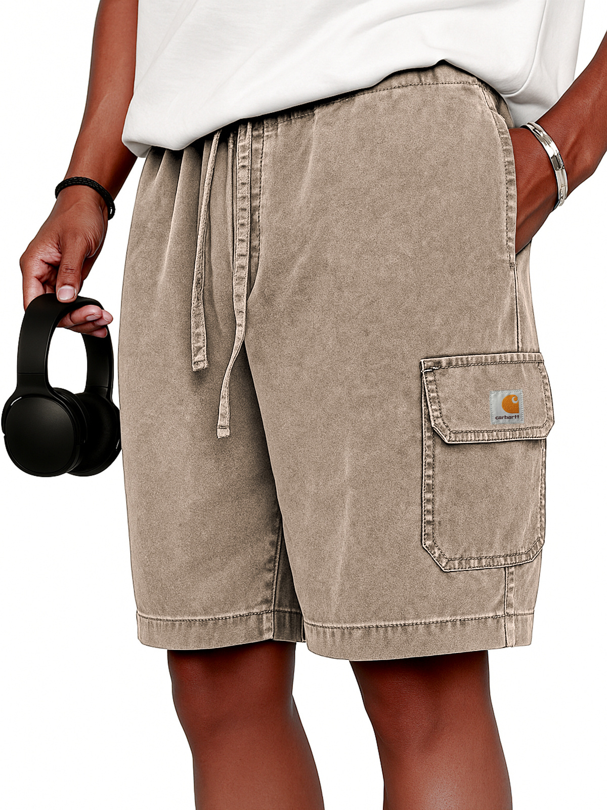 Carhartt  Men's Stylish Vintage Dyed Cargo Lace Up Practical Pockets Casual  Shorts