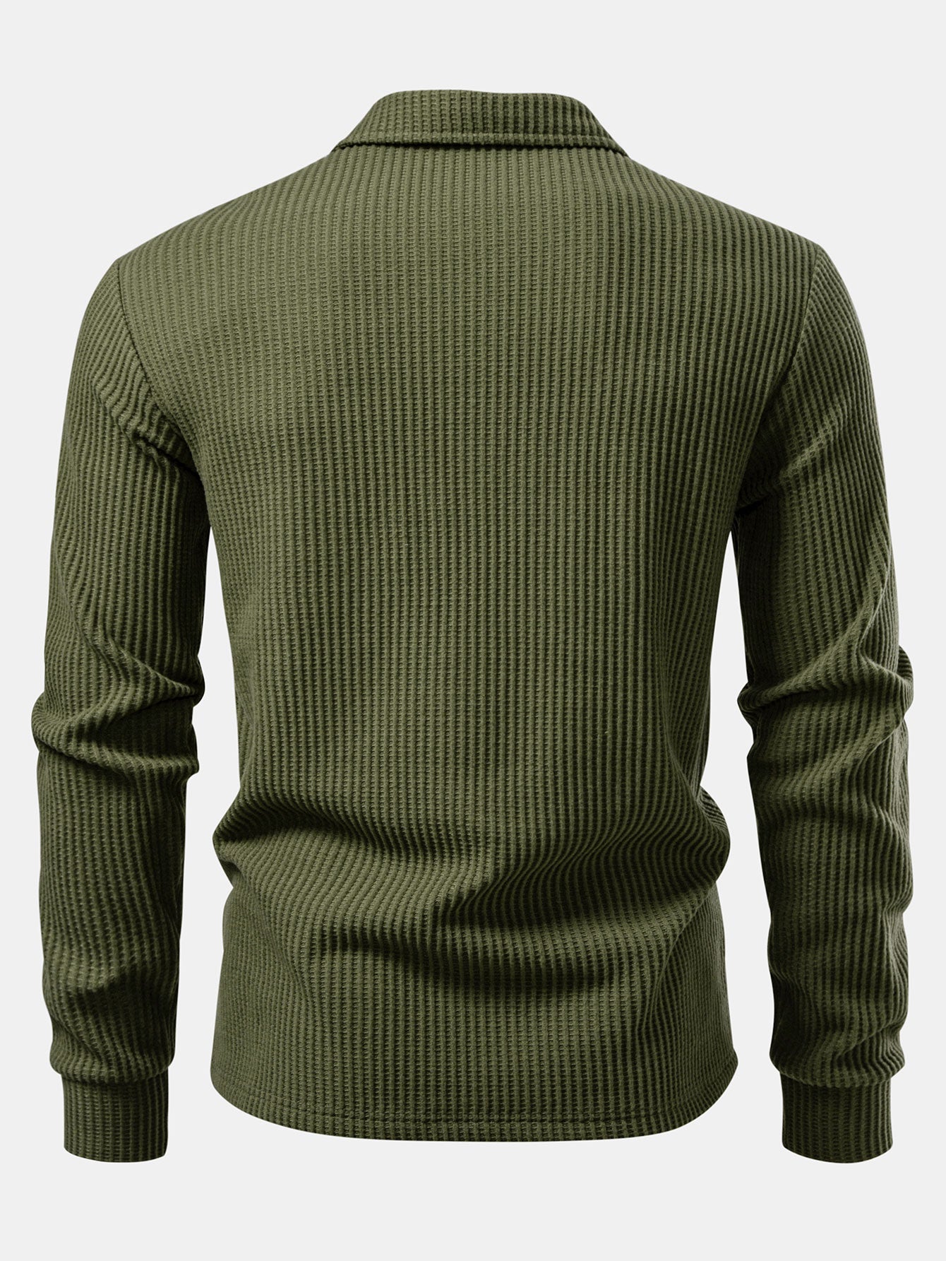 Long Sleeved Knitted Waffle Polo Shirt & Drawstring Knitted Waffle Pants