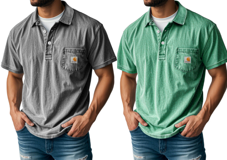 Carhartt Men's Retro Lapel Button Pocket Casual Short Sleeve POLO Shirt