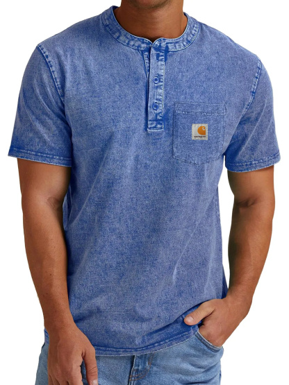 Carhartt Men's Vintage Casual Button Pocket Short Sleeve Henley Shirt