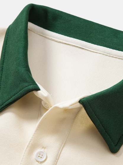 Relax Fit Milano Print Contrast Polo Sweatshirt