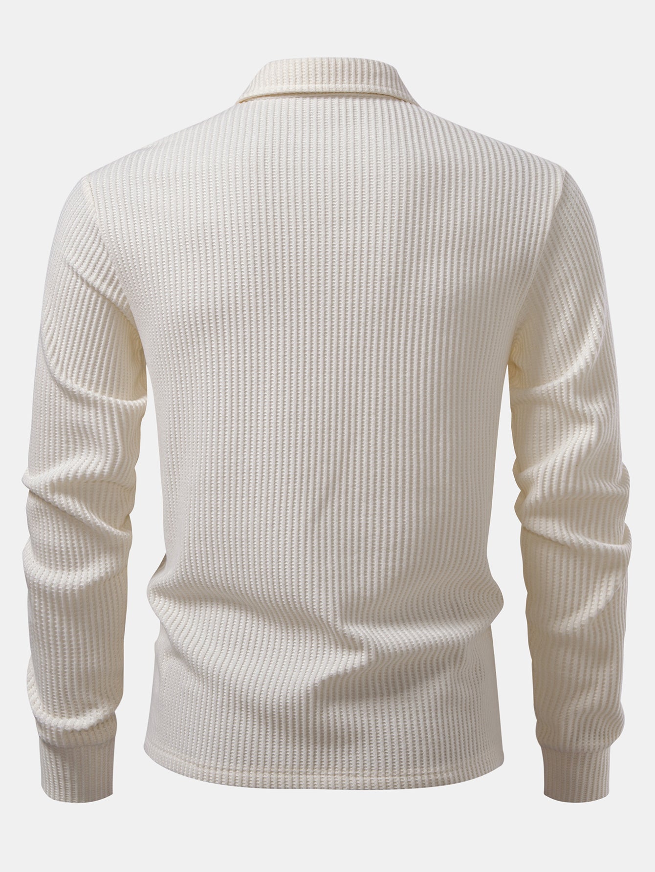 Long Sleeved Knitted Waffle Polo Shirt & Drawstring Knitted Waffle Pants