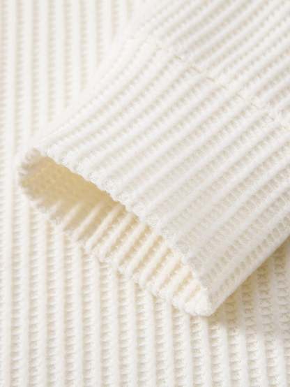 Long Sleeved Knitted Waffle Polo Shirt & Drawstring Knitted Waffle Pants