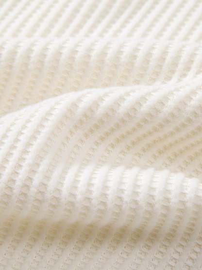 Long Sleeved Knitted Waffle Polo Shirt & Drawstring Knitted Waffle Pants