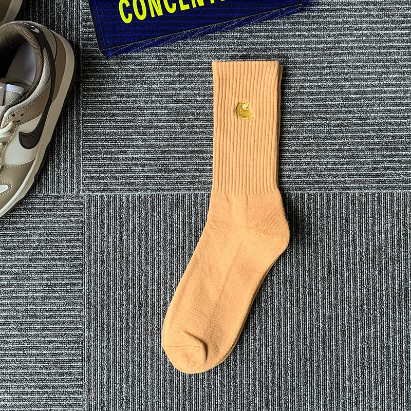 Unisex gold label embroidered simple style sports socks