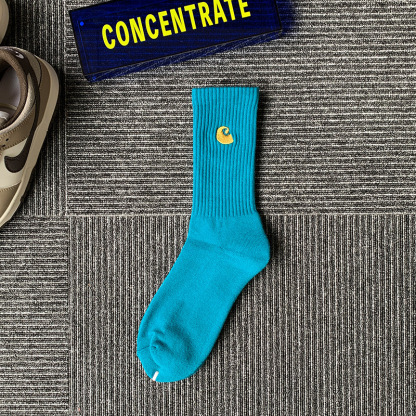 Unisex gold label embroidered simple style sports socks