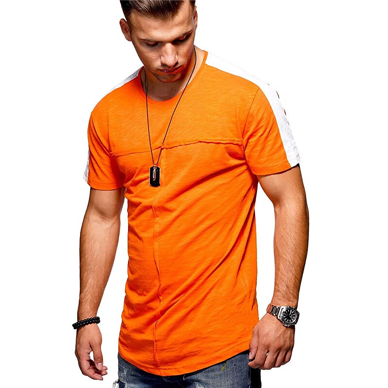 Men's T shirt Color Block Crew Neck
