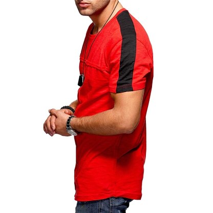 Men's T shirt Color Block Crew Neck