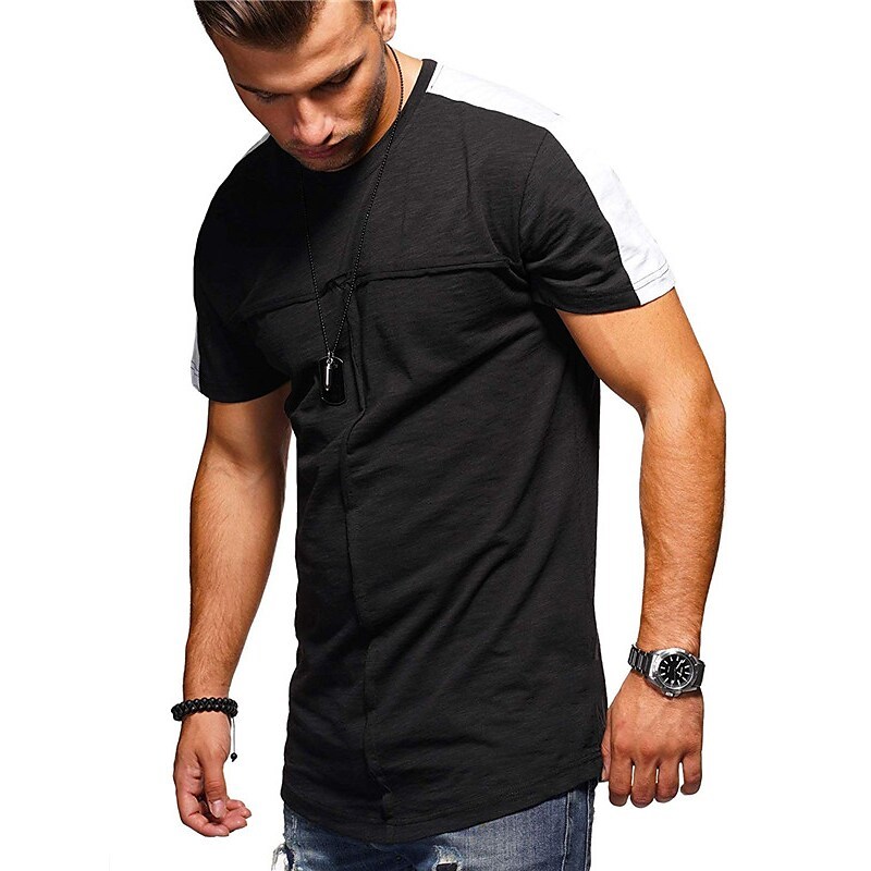 Men's T shirt Color Block Crew Neck