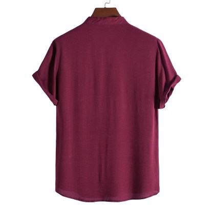 Men's Shirt non-printing Plain Solid Colored Solid Color Stand Collar