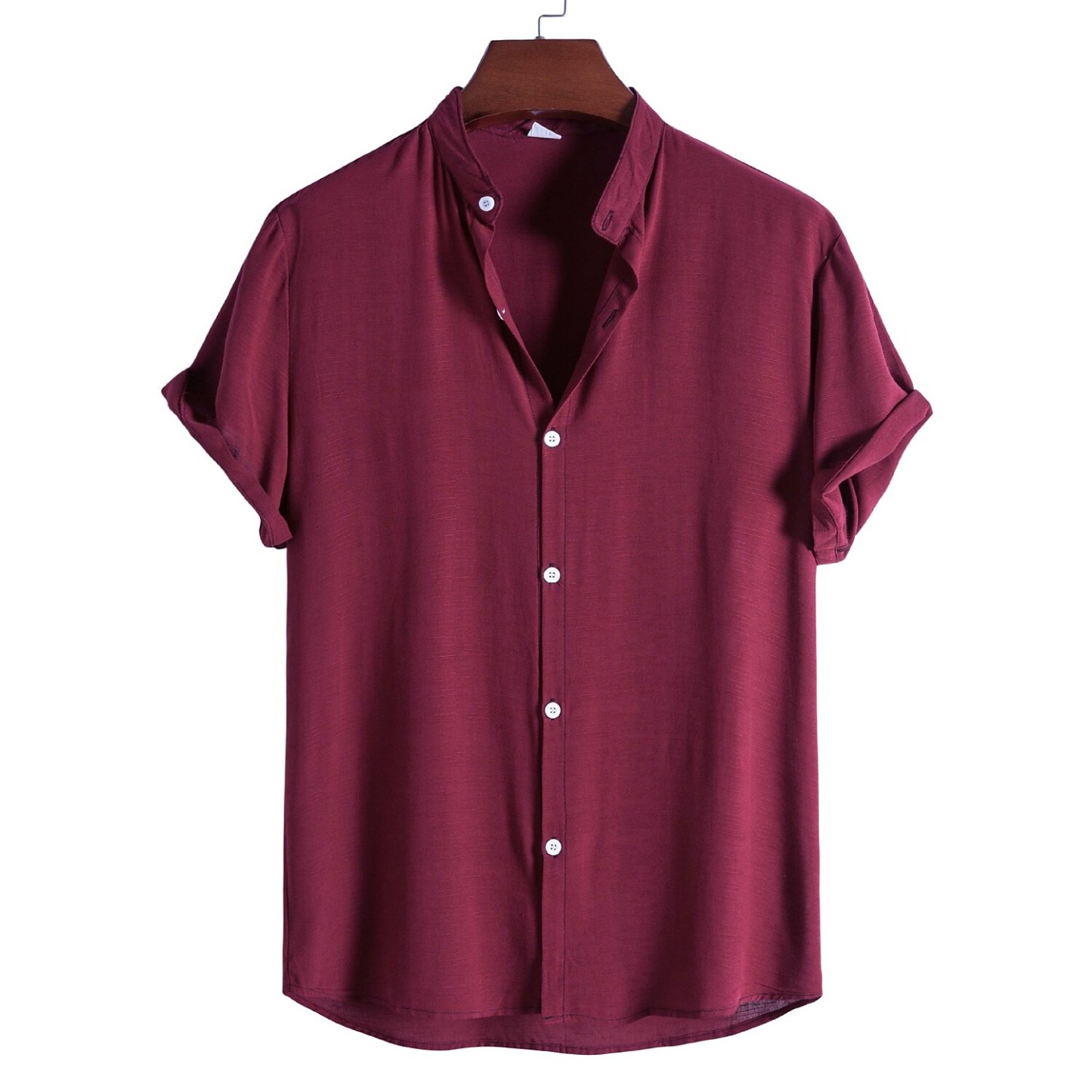 Men's Shirt non-printing Plain Solid Colored Solid Color Stand Collar