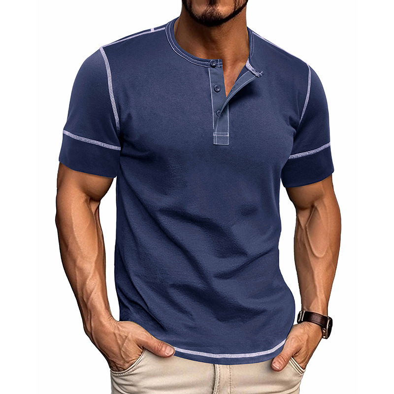 Men's Muscle Fit Colorblock Henley T-Shirt