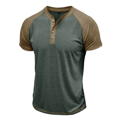 Men's Colorblock Short Sleeve Henley T-Shirt