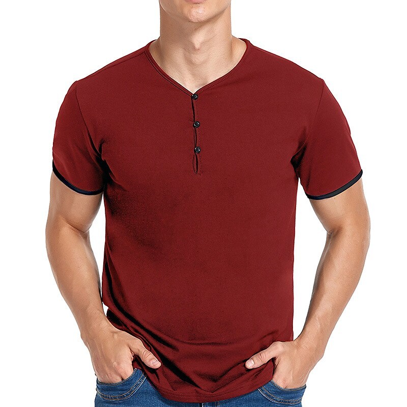Men's Henley Shirt T shirt Solid Color