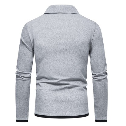 Men's Golf Shirt non-printing Color Block Button Down Collar