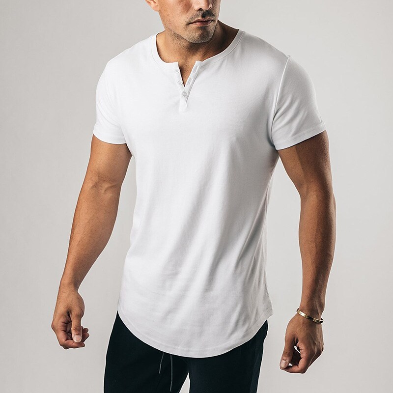 Men's Henley Shirt T shirt Solid Color