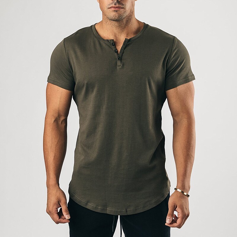 Men's Henley Shirt T shirt Solid Color
