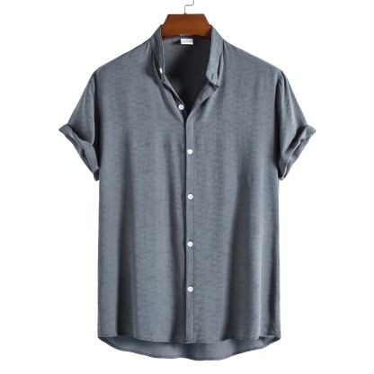Men's Shirt non-printing Plain Solid Colored Solid Color Stand Collar