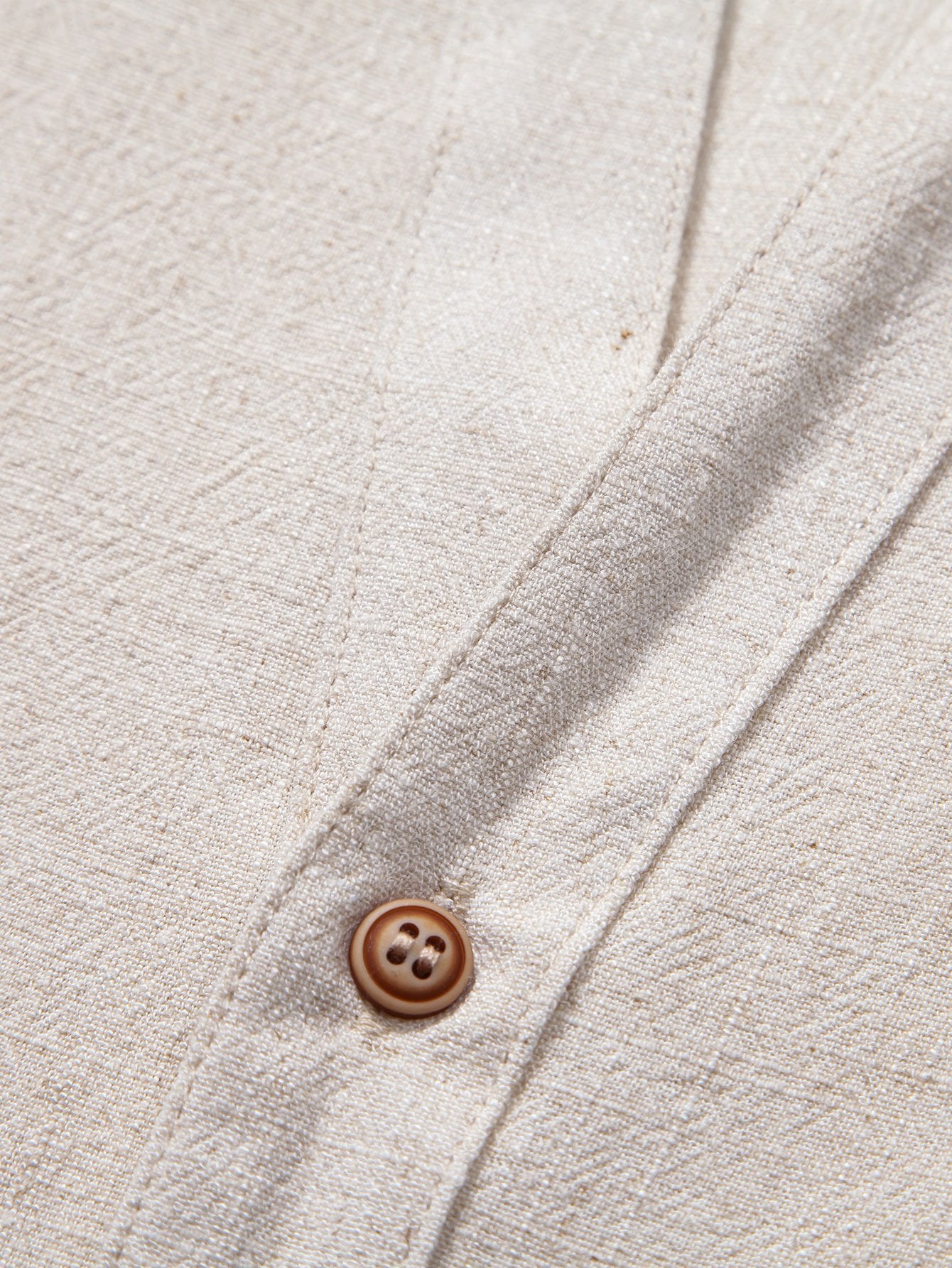 Short Sleeve V Neck Linen Rayon Blend Shirt