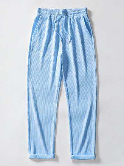 Muscle Fit Ribbed Stand Collar Shirt & Straight Leg Ribbed Pants