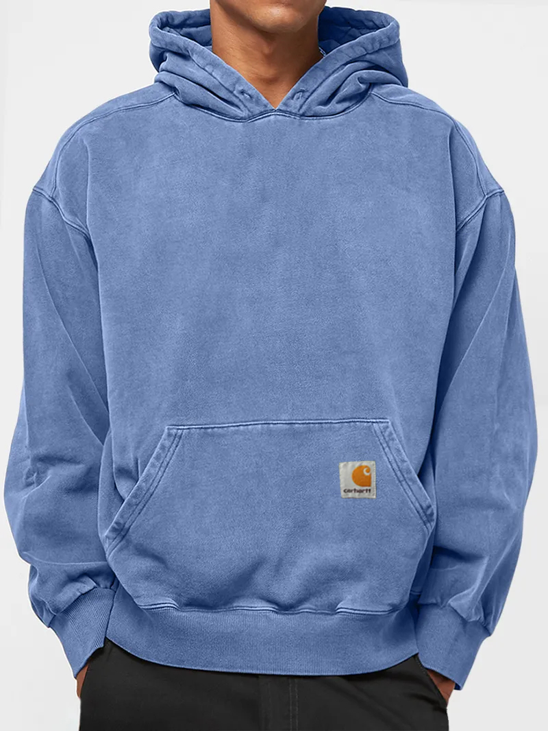 Men's 100% Cotton Washed Vintage Casual Hoodie