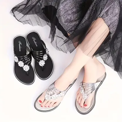 Womens floral flat flip flops