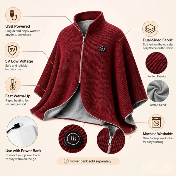 🔥 Electric Heated Shawl Blanket for You– Cozy Warmth & Comfort 🧣✨