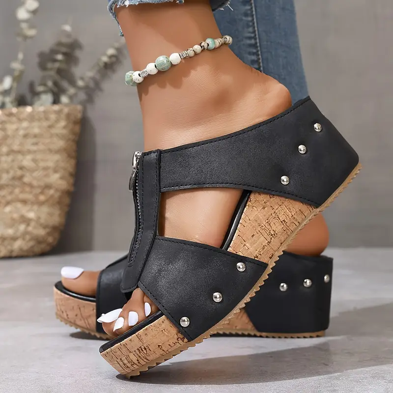Womens Stylish Wedge Slide Sandals