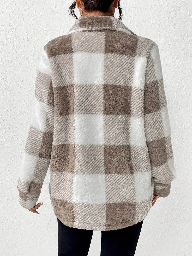 Plush Winter Jacket - & Checkered High Elasticity Coat