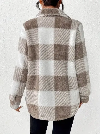Plush Winter Jacket - & Checkered High Elasticity Coat