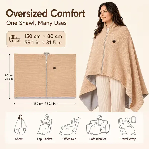 🔥 Electric Heated Shawl Blanket for You– Cozy Warmth & Comfort 🧣✨