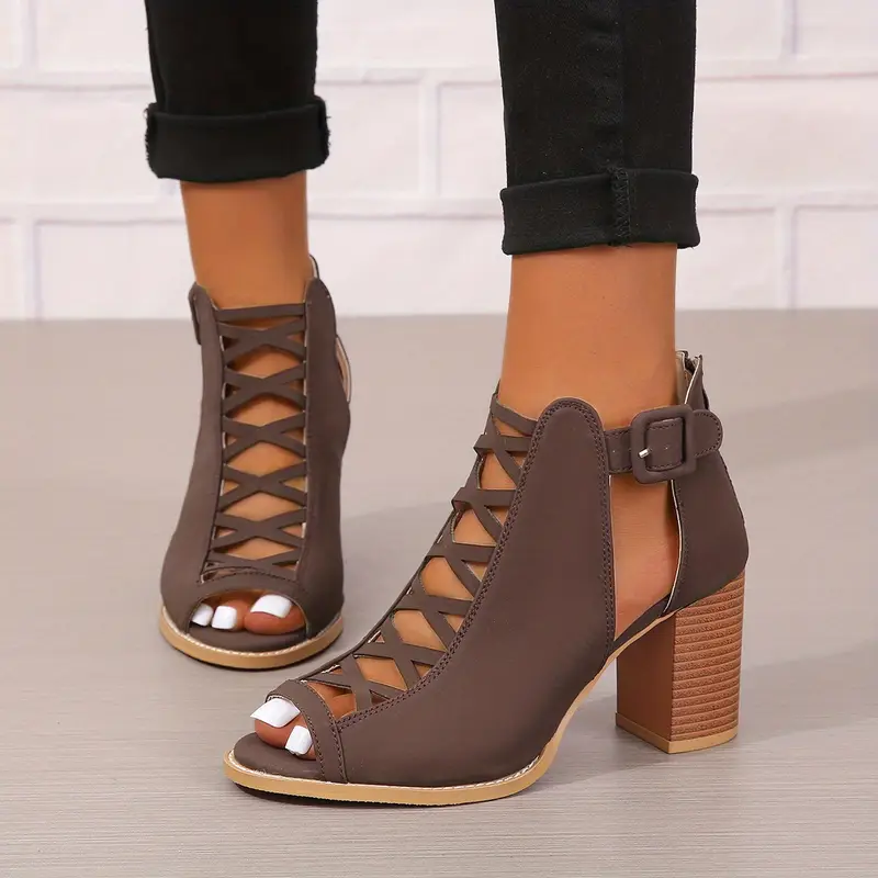 Women's Brown Faux Cover Ankle Sandals