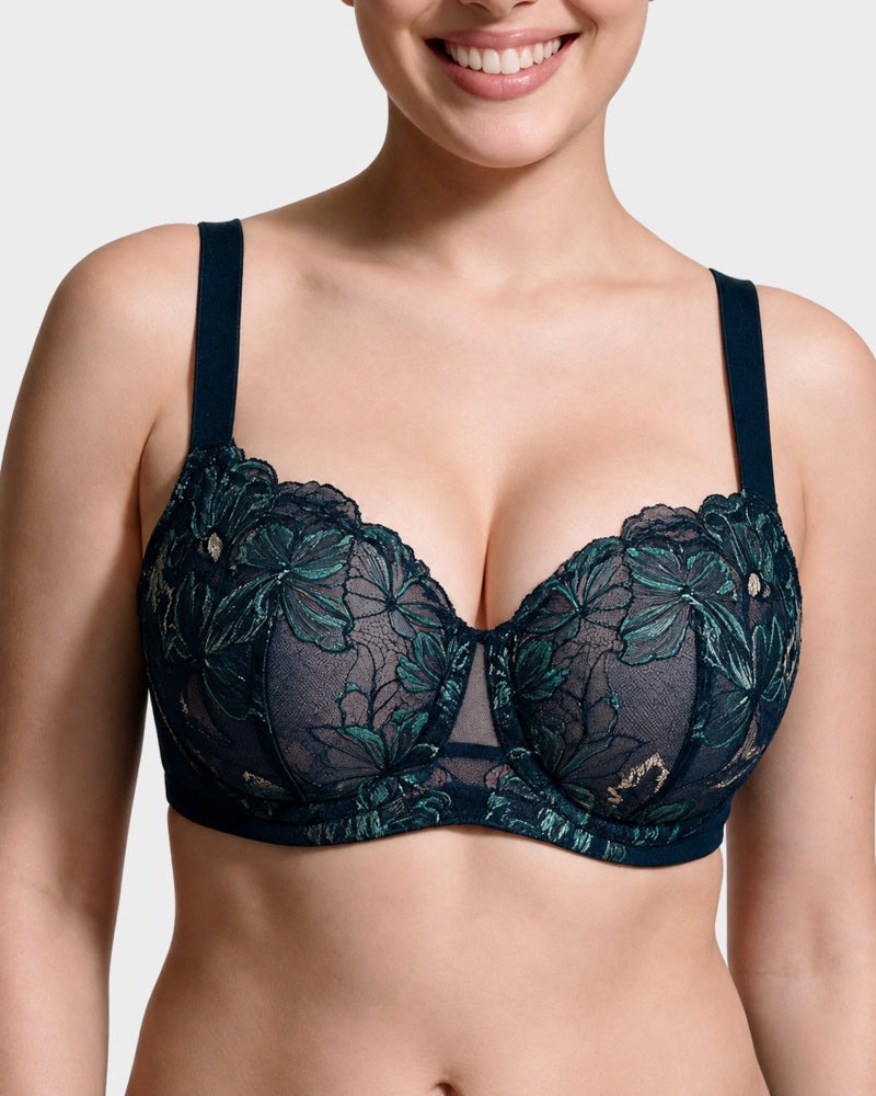 Pay 1 Get 3 - Floral Lace Plus Size Unlined Minimizer Bra